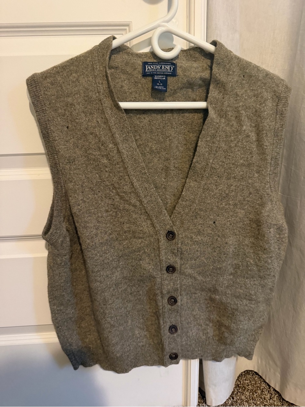 Lands' End | tan Wool Button-Up Sweater Vest